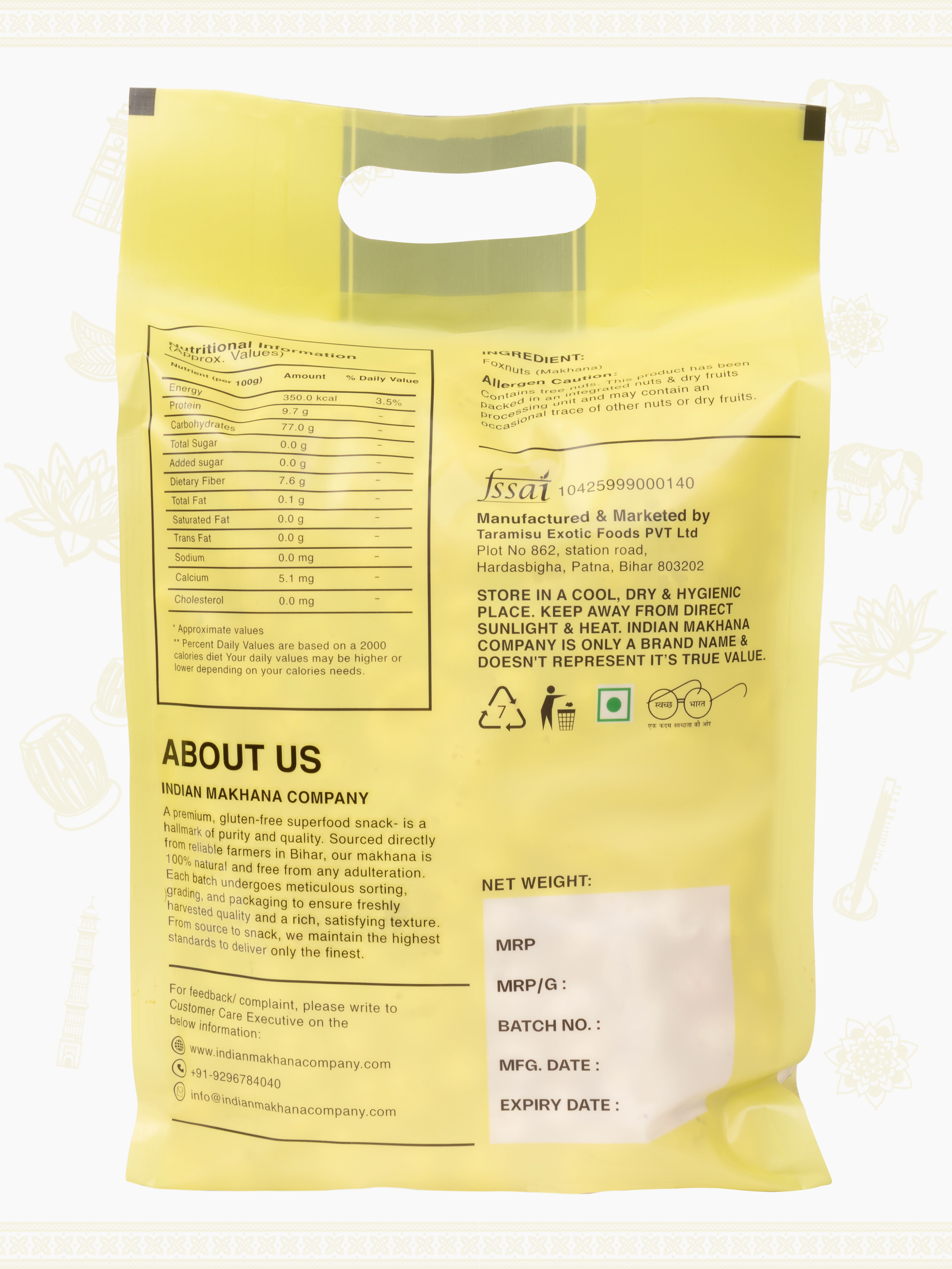 Premium Plant-Based High Protein Raw Makhana / Rich in Calcium & Fiber | 5.5+ HP, UV, Plain Makhana
