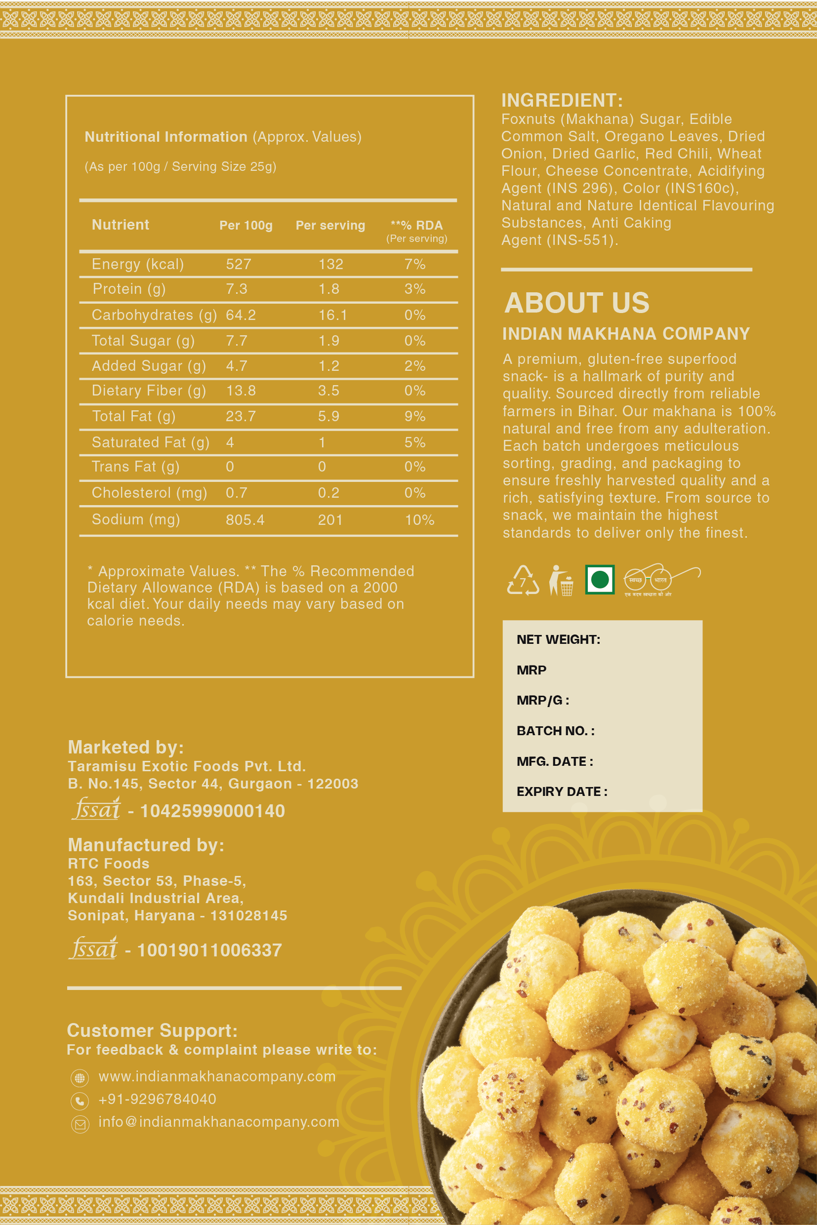 Cheese & Herb Super Snack – Organic Plant-Based High Protein Roasted (Not Fried) Makhana