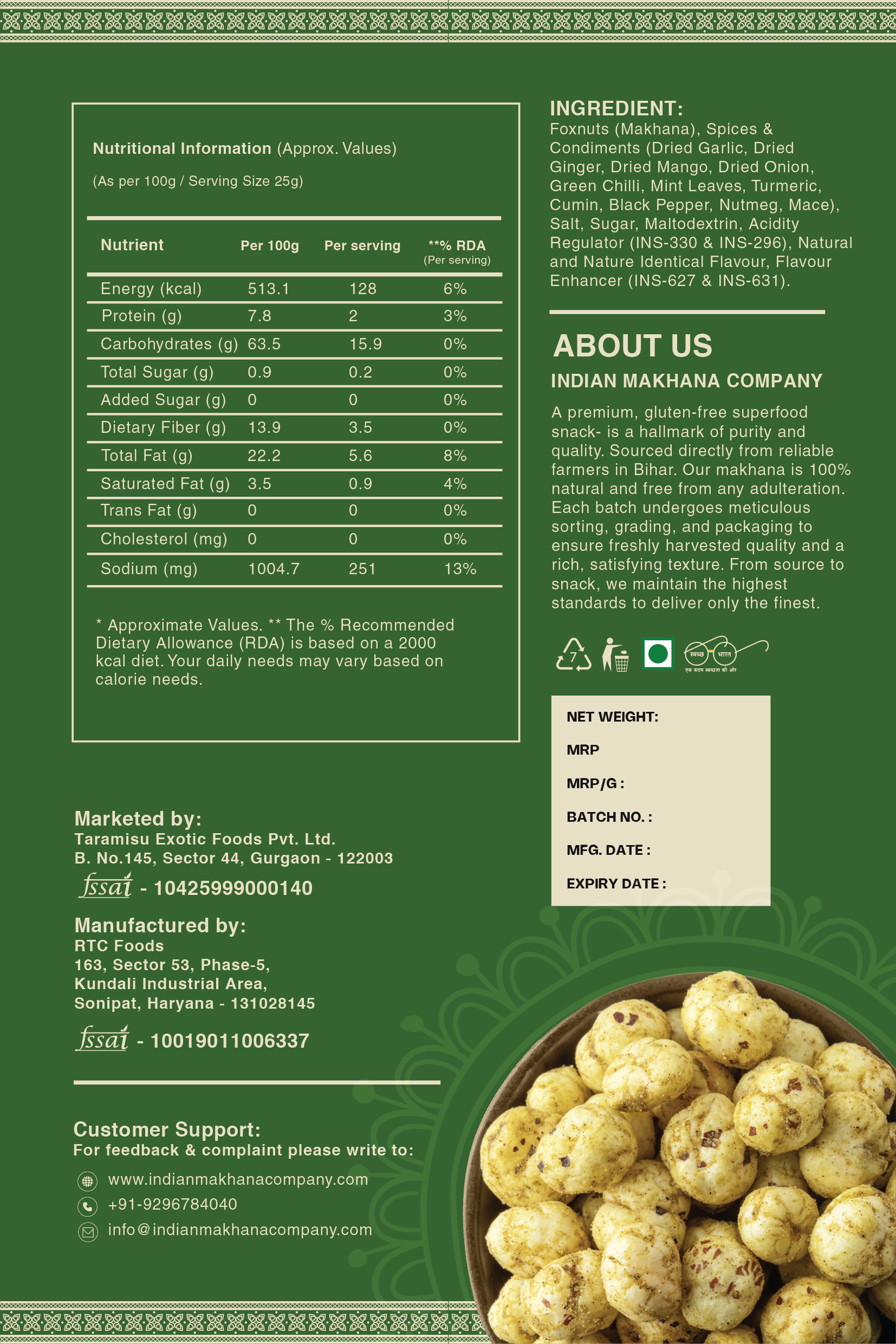 Minty Pudina Super Snack – Organic Plant-Based High Protein Roasted (Not Fried) Makhana