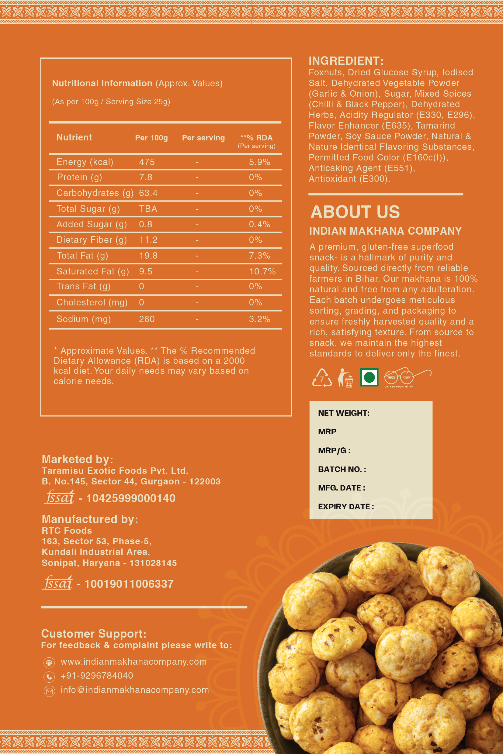 Peri Peri Super Snack – Organic Plant-Based High Protein Roasted (Not Fried) Makhana