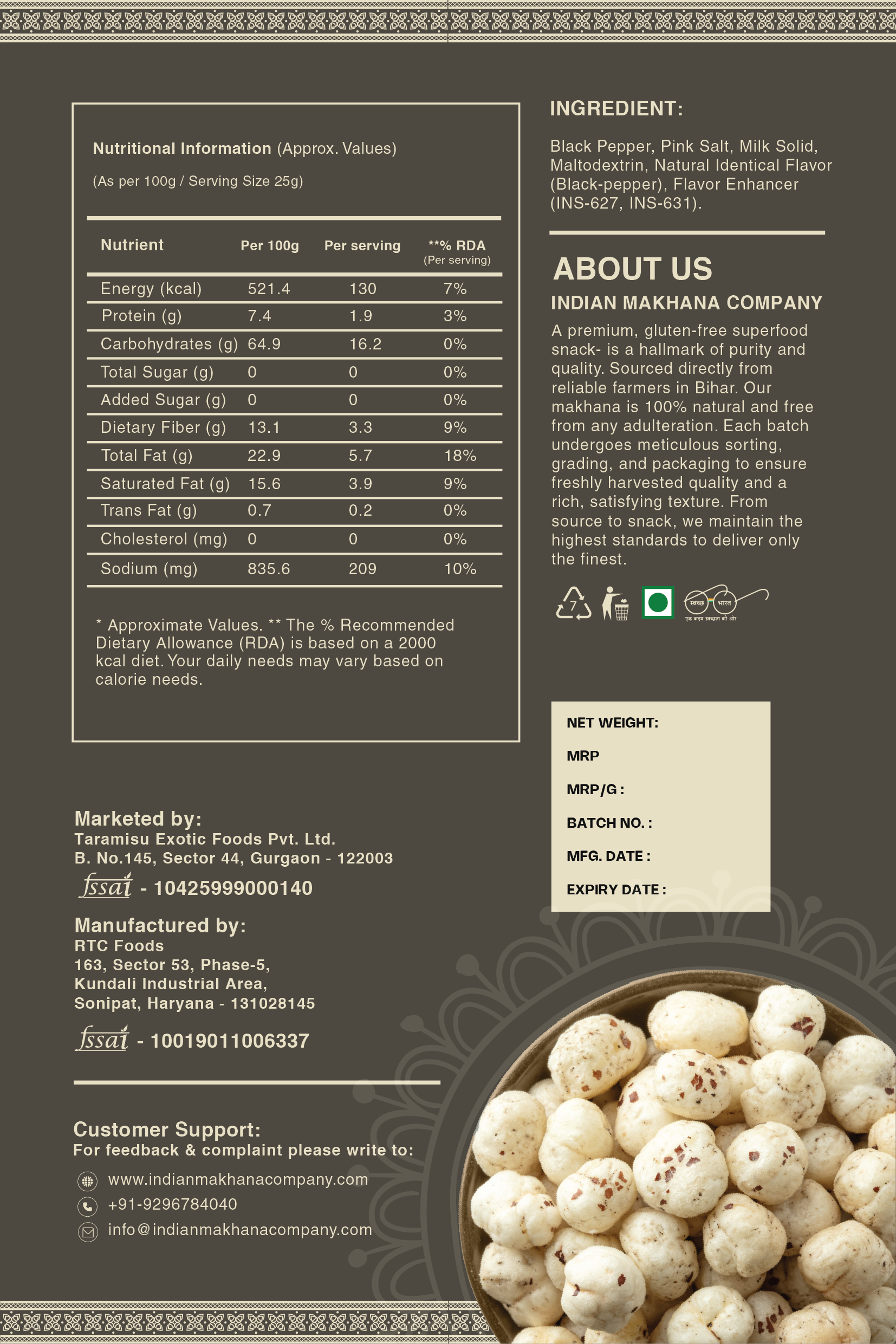 Himalayan Pink Salt & Pepper Super Snack – Organic Plant-Based High Protein Roasted (Not Fried) Makhana