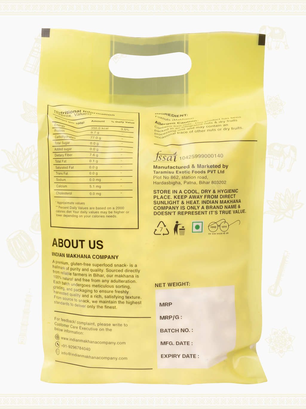 Premium Plant-Based High Protein Raw Makhana / Rich in Calcium & Fiber | 5.5+ HP, UV, Plain Makhana