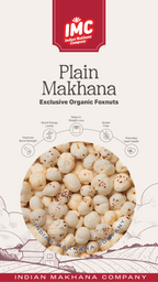 Packaging of Indian Makhana Company's Plain Makhana with product image and branding.